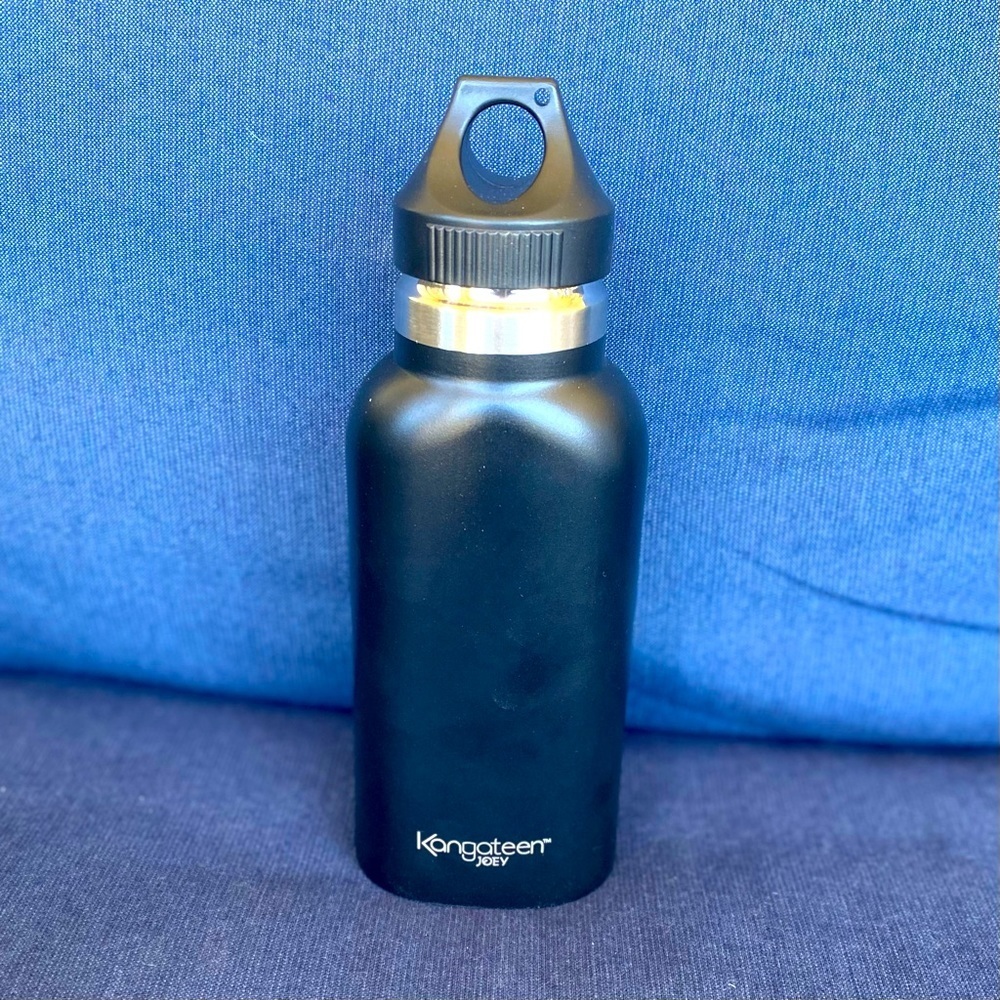 NIB KANGATEEN JOEY  16.9oz Stainless Steel Water Bottle In Black w/extra…
